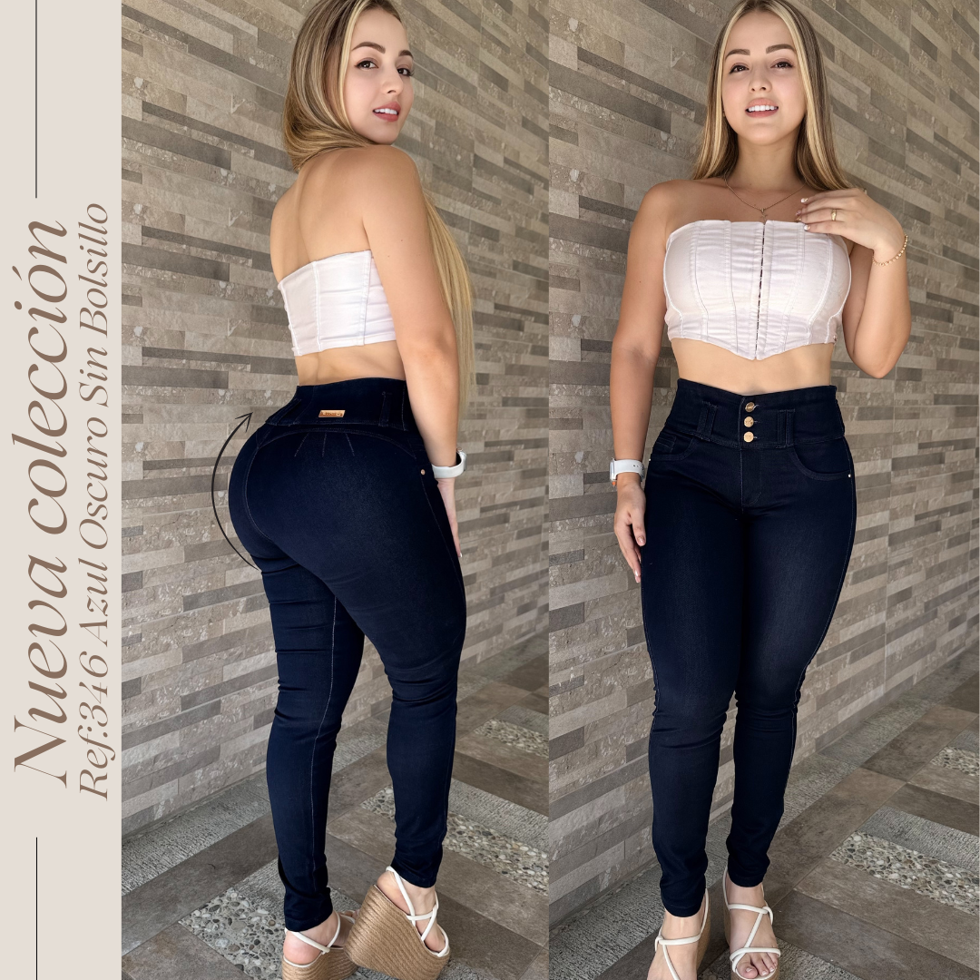 JEANS 3 BOTONES LEVANTA COLA REF:346 SIN BOLSILLO
