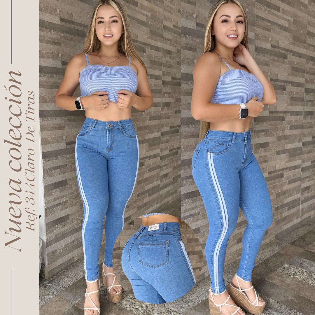 JEANS SKINNY 1 BOTON DAMA TIRO ALTO RF:344