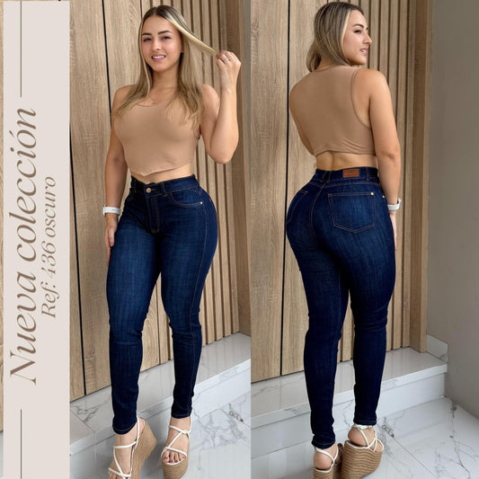 JEANS DAMA DE 1 BOTON  OSCURO RF:436