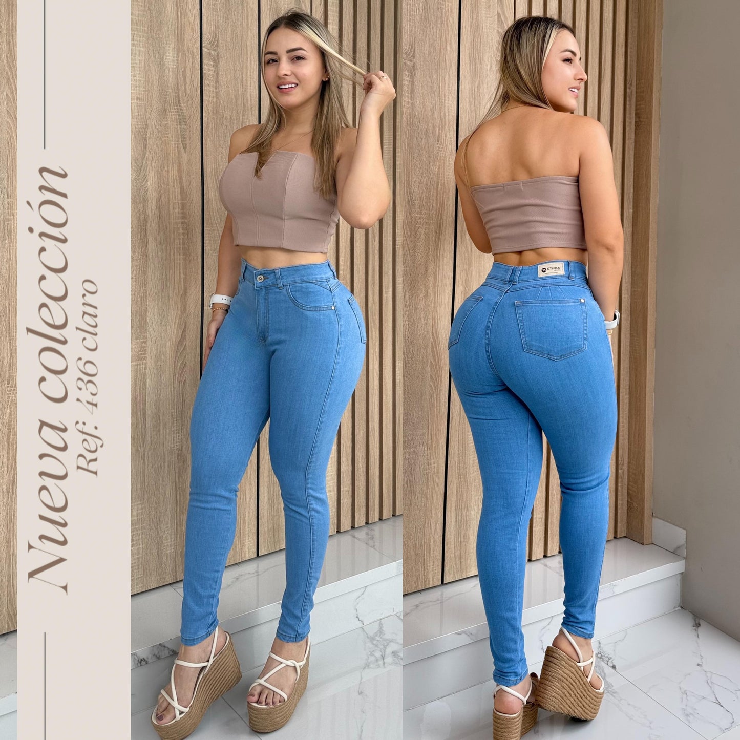 JEANS DAMA DE 1 BOTON CLARO RF:436
