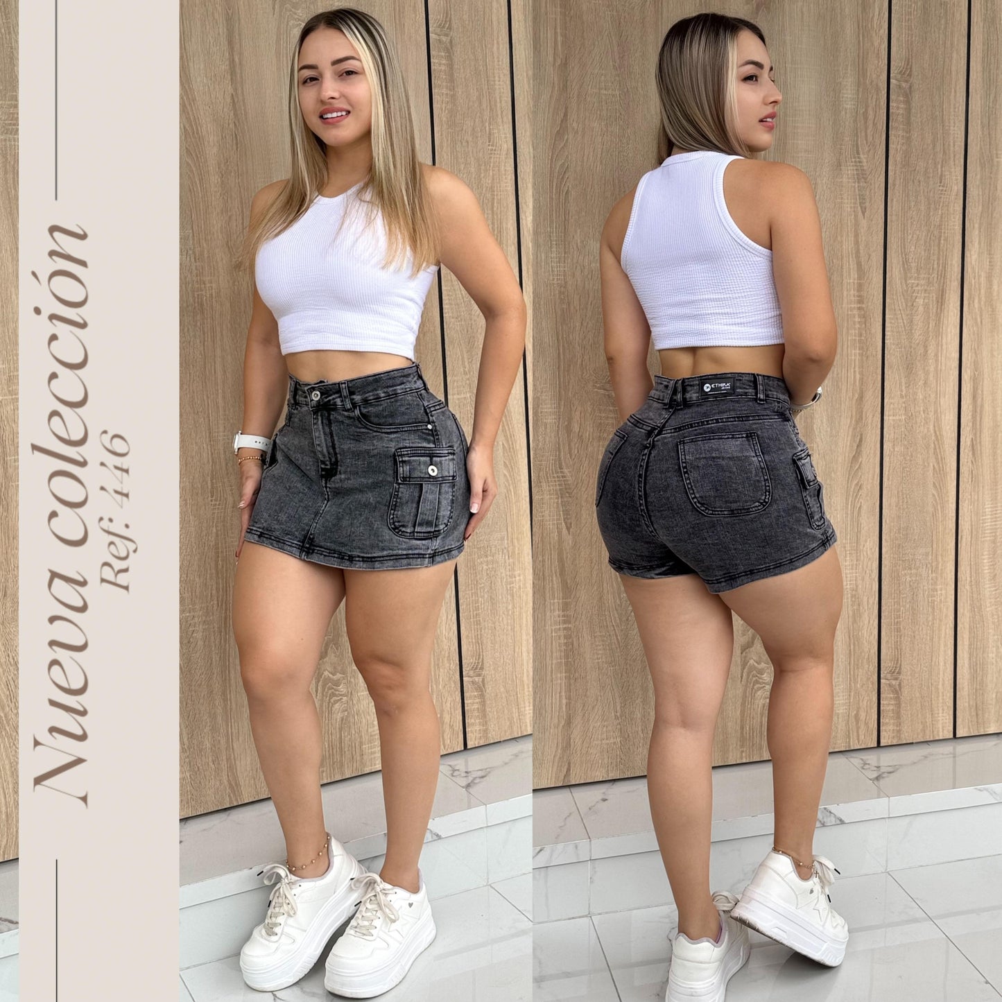 JEANS FALDA SHORT GRIS FROSTER RF:446