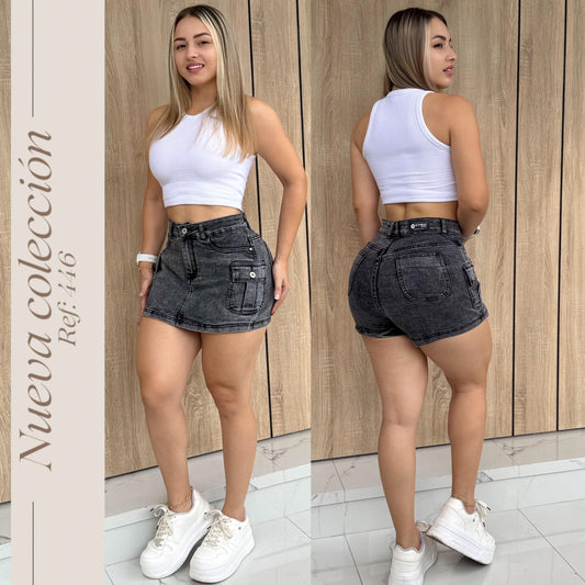 JEANS FALDA SHORT GRIS FROSTER RF:446