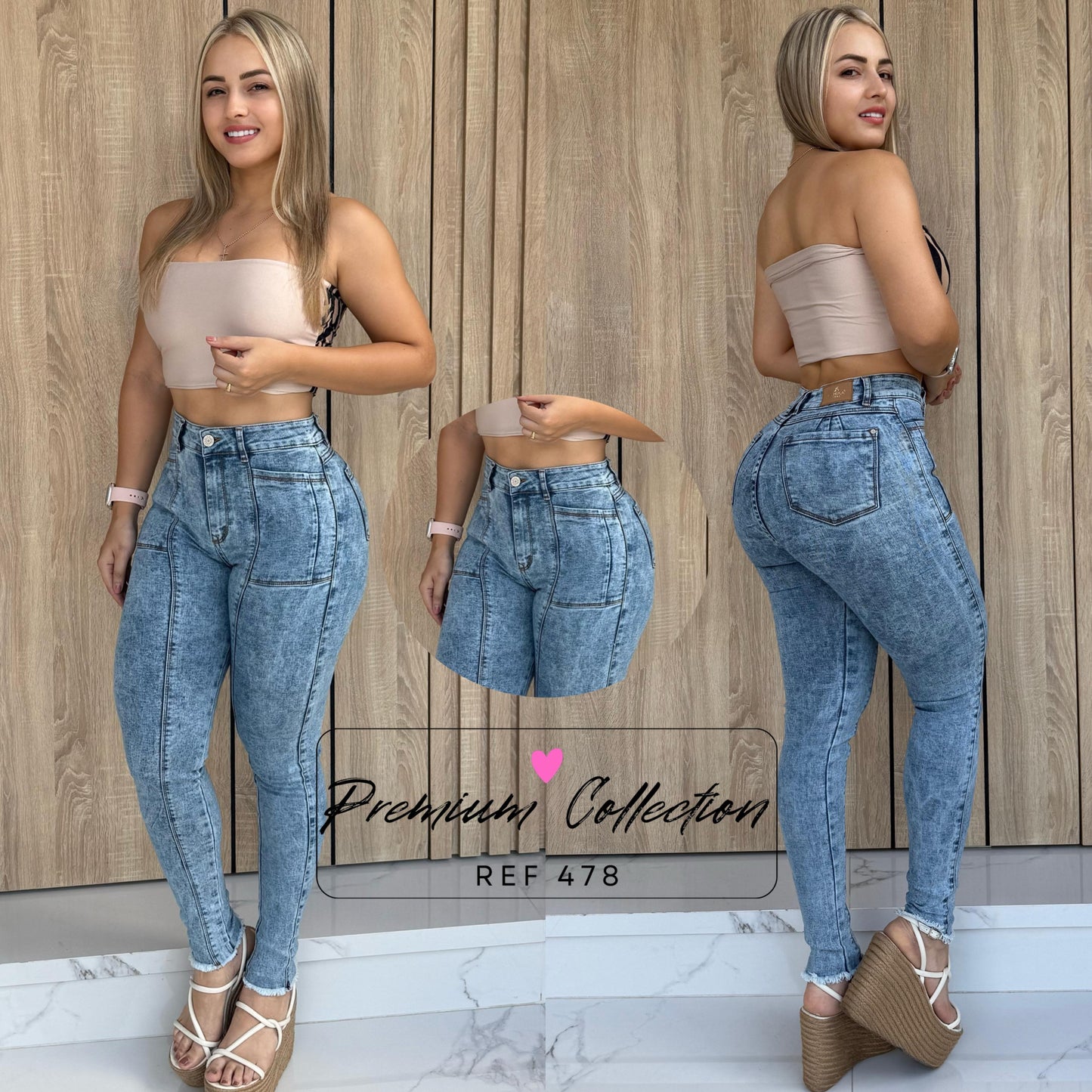 JEANS DAMA DE 1 BOTON CLARO RF:478