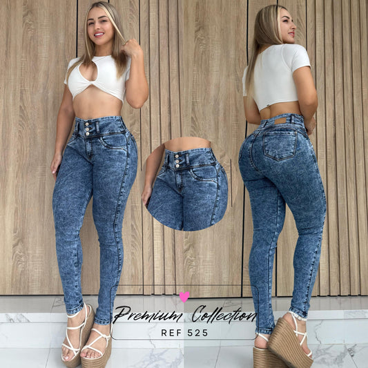 JEANS DAMA 3 BOTONES LEVANTA COLA REF:525