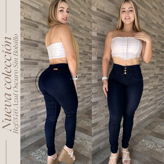 JEANS 3 BOTONES LEVANTA COLA REF:346 SIN BOLSILLO