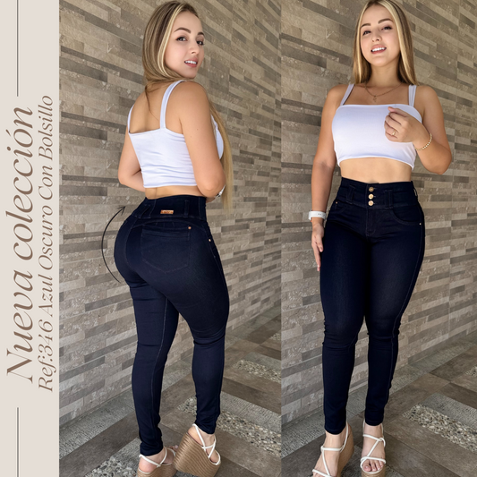 JEANS 3 BOTONES LEVANTA COLA REF:346 CON BOLSILLO