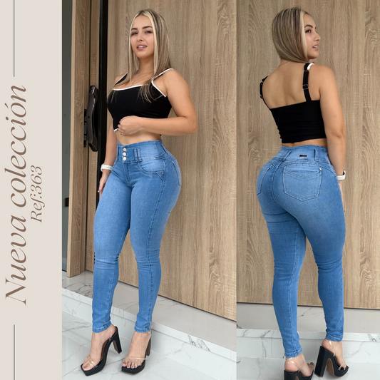 JEANS 3 BOTONES OSCURO SIN BOLSILLO RF:363