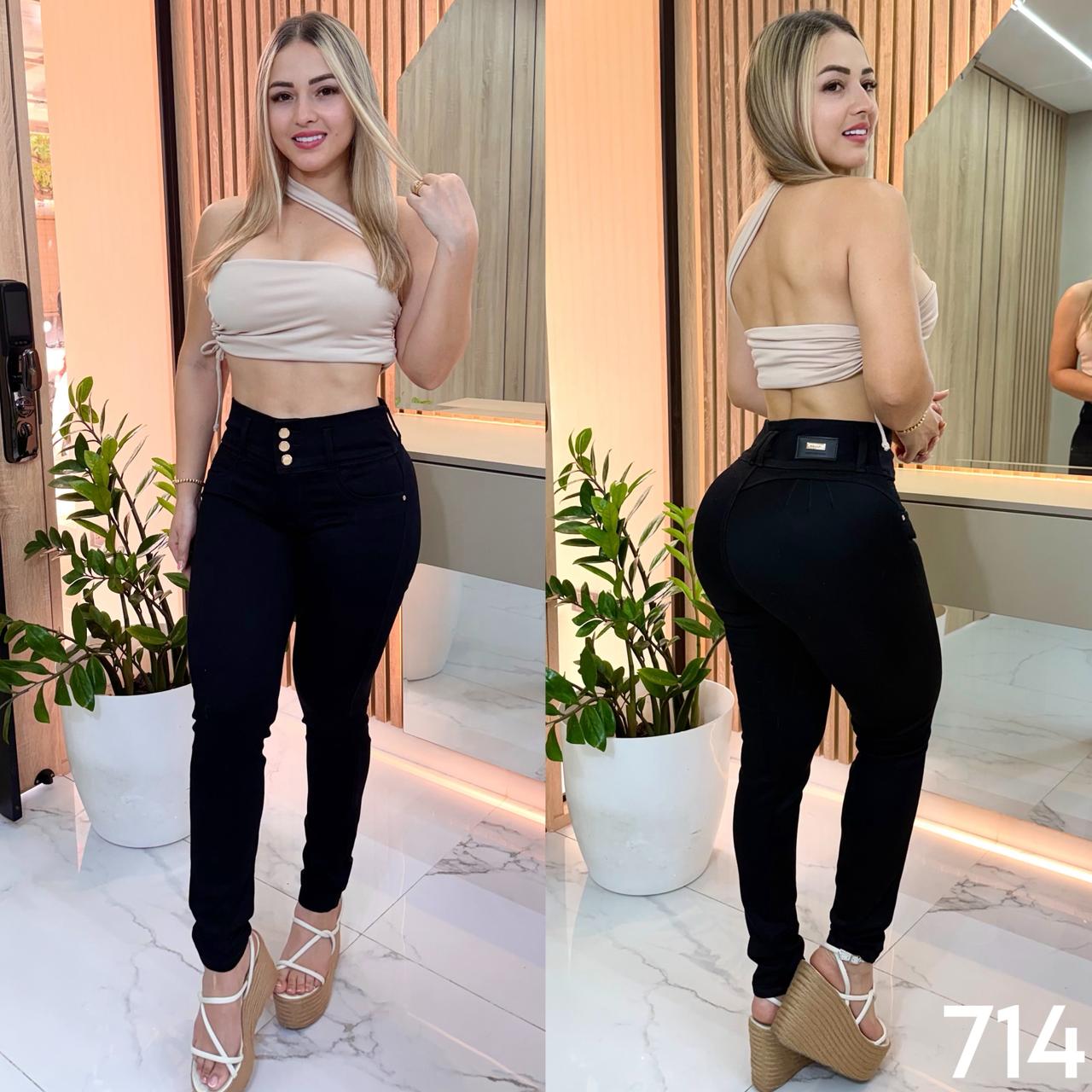 JEANS SKINNY 3 BOTONES REF: 714 NEGRO SIN BOLSILLO