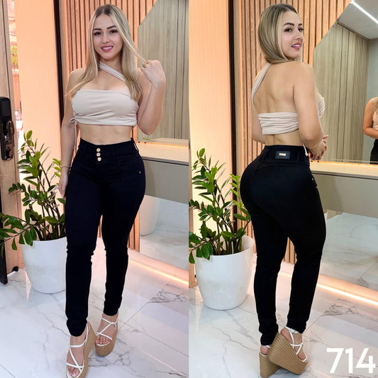 JEANS SKINNY 3 BOTONES REF: 714 NEGRO SIN BOLSILLO