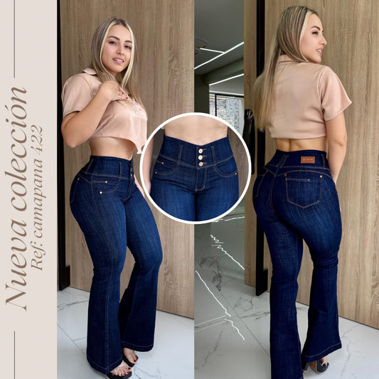 JEANS BOTA CAMPANA 3 BOTONES OSCURO RF:422