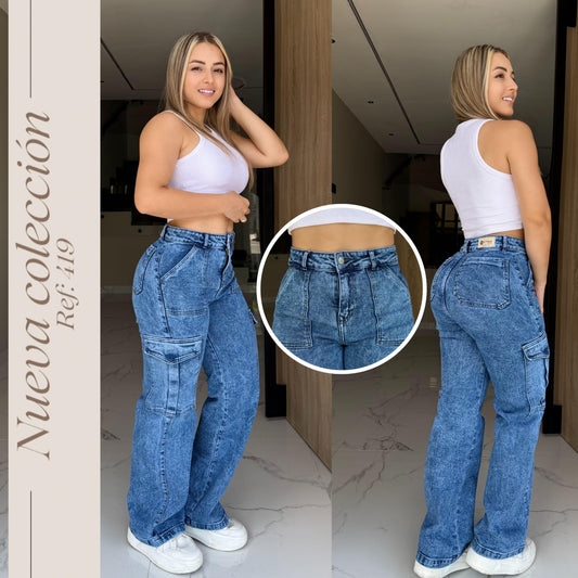 JEANS DAMA CARGO FROSTER TIRO ALTO RF:419
