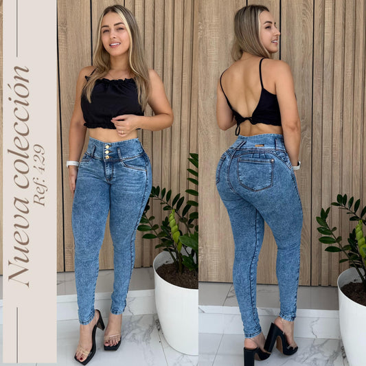 JEANS DAMA FROSTER CLARO 3 BOTONES RF:429