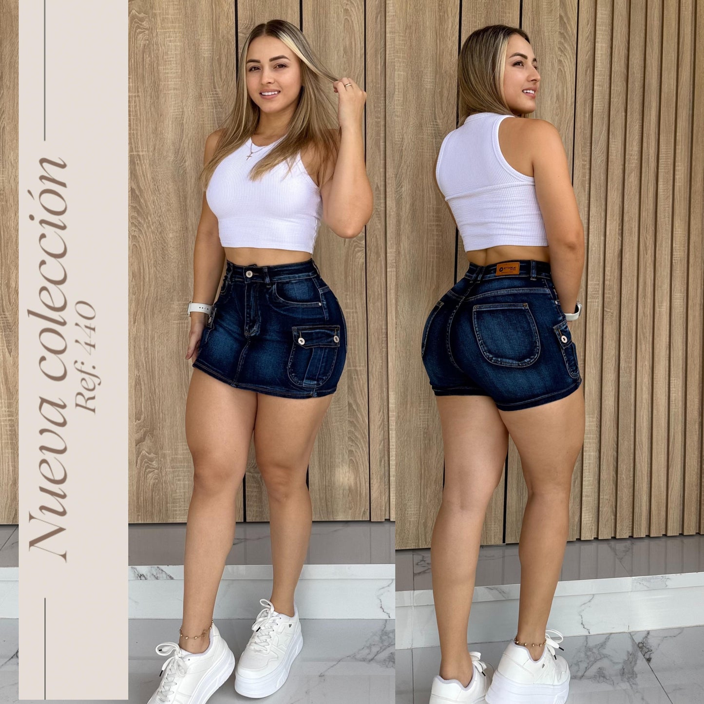 JEANS FALDA SHORT OSCURA  RF:440