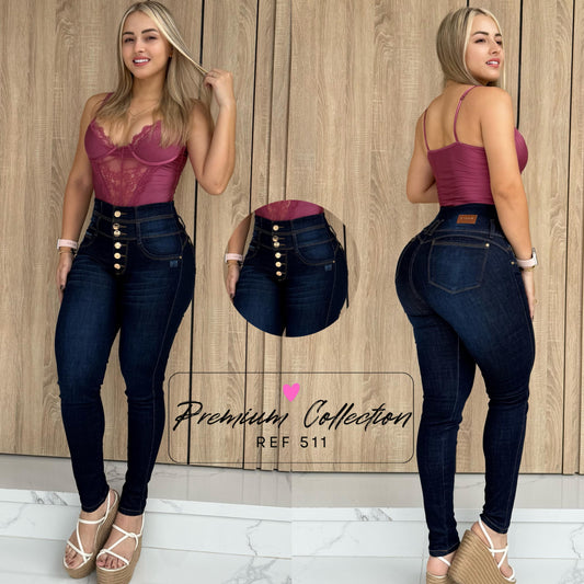 JEANS 3 BOTONES LEVANTA COLA CON BOLSILLO REF:511