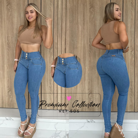 JEANS 3 BOTONES LEVANTA COLA SIN BOLSILLO REF:505