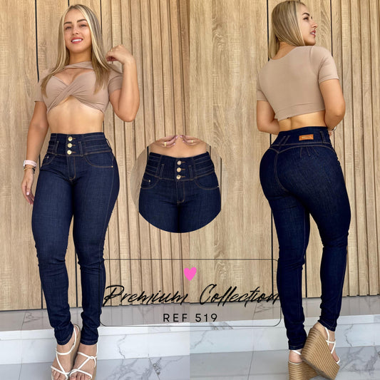 JEANS DAMA 3 BOTONES AZUL OSCURO REF:519